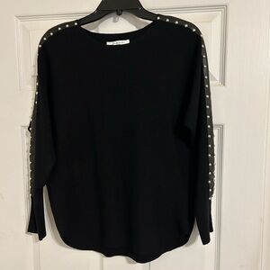 SIONI MILANO BLACK KNIT SWEATER WITH SILVER STUDS.